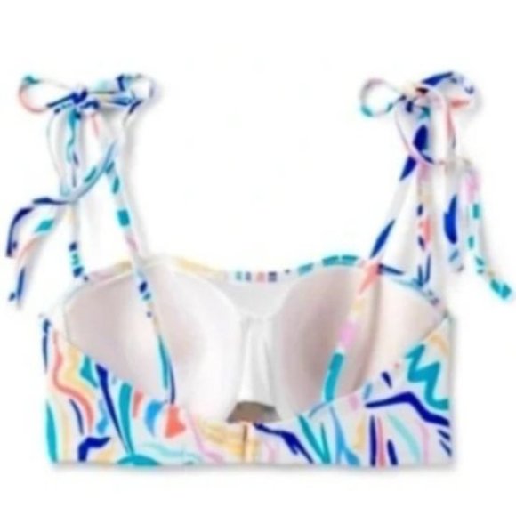 Shade & Shore™ Light Lift Shoulder Tie Bralette Bikini Top Green Blue 36B 38D - Picture 4 of 10